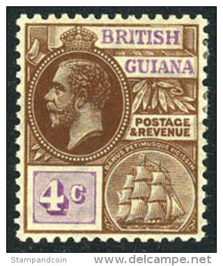 British Guiana #180 XF Mint Hinged 4c George V From 1907 - Guayana Británica (...-1966)