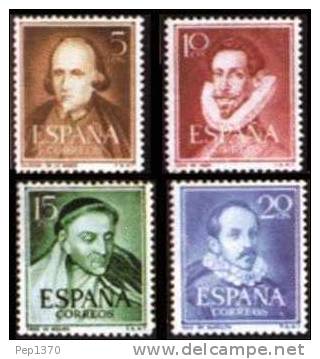 ESPAÑA 1950-53 - LITERATOS - EDIFIL Nº 1071-1074 - YVERT 801-821-822-834 - Neufs