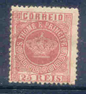 ! ! St. Thomas - 1870 Crown 25 Rs - Af. 04 - MH - St. Thomas & Prince