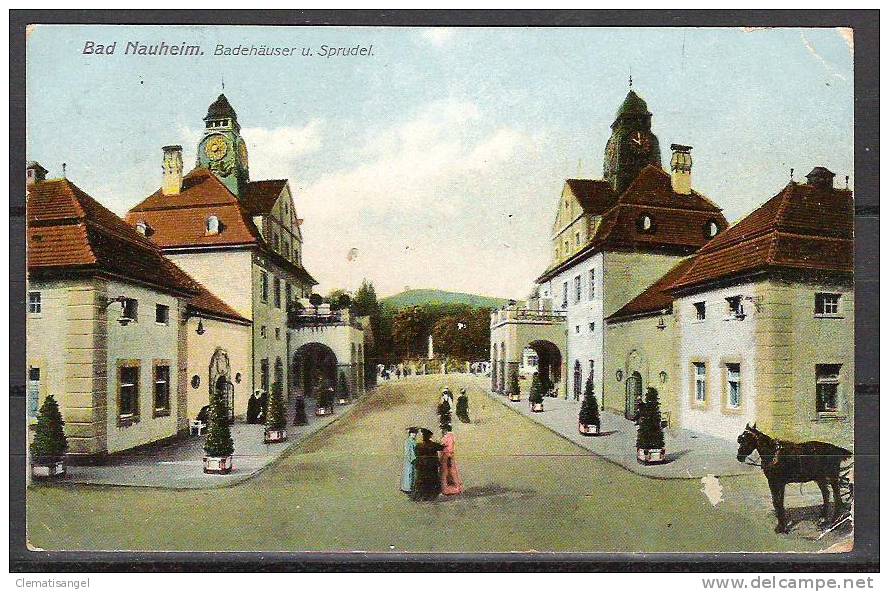 TOP!! BAD NAUHEIM * BADEHÄUSER UND SPRUDEL MIT BUG * 1908 *!! - Bad Nauheim