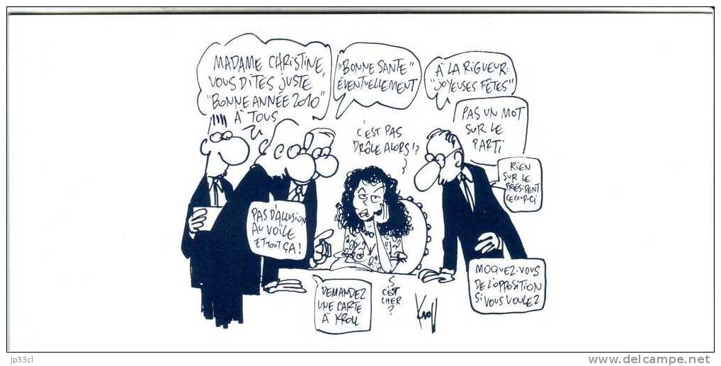 Les Voeux De Christine Defraigne Avec Dessin Original De Kroll - Personnages