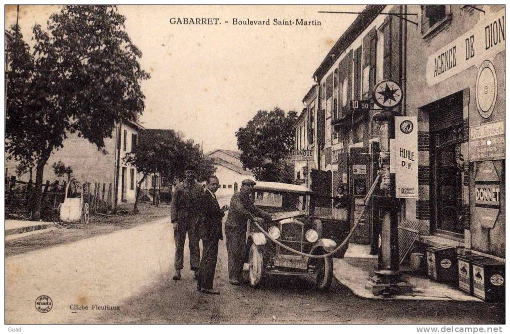 GABARRET - LE PLEIN D´UNE PEUGEOT -  GARAGE DE DION BOUTON - POMPE A ESSENCE AUTOMOBILINE - AZUR - Gabarret