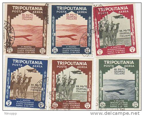 Tripolitania 1934 Air Post 2nd Colonial Art Exihibition Used Set - Tripolitaine