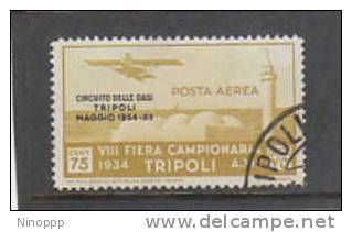 Tripolitania 1934 Circuito Delle Oasi 75c Plane Used - Tripolitania