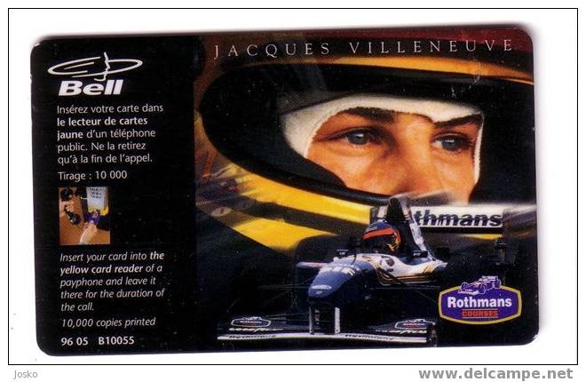 GRAND PRIX DU CANADA - Jacques Villeneuve ( Canada Rare Card )  Formula 1automobile Auto Racing Car Rothmans Cigarettes - Canada