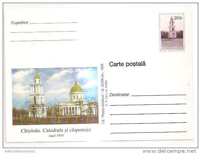 42751)cartolina Illustratoria Serie Chisinau , Catedrala Si Clopotnita - Nuova Con 20d - Moldova