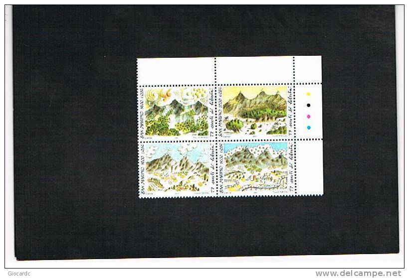 SAN MARINO - UNIF1815.1818  - 2001  17^ CENTENARIO REPUBBLICA SAN MARINO - NUOVI ** - Unused Stamps