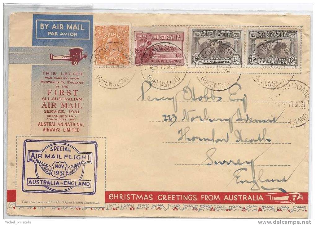 Premier Vol Australie - Londres - Poststempel