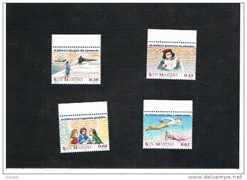 SAN MARINO - UNIF.2049.2052    -  2005 STORIA DELLA POSTA      -  NUOVI ** - Unused Stamps