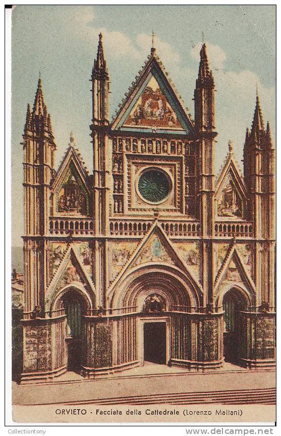 ORVIETO- FACCIATA DELLA CATTEDRALE- FP - COLORI -  VIAGG. 09/05/1939 - Terni