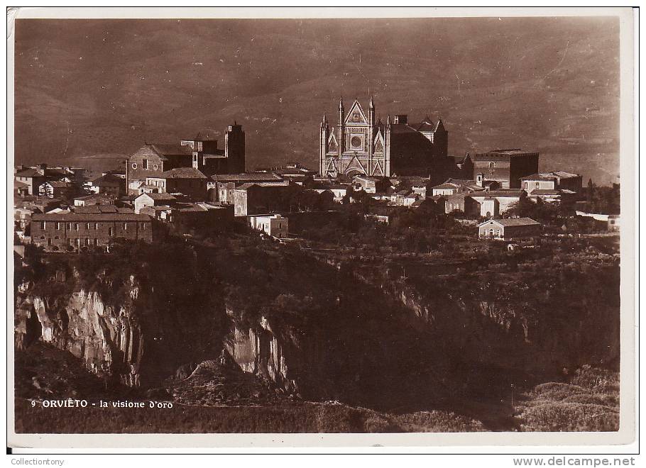 ORVIETO- LA VISIONE D'ORO - PANORAMA - FG - BN - LUCIDO -  VIAGG. 19/07/1939 - Terni