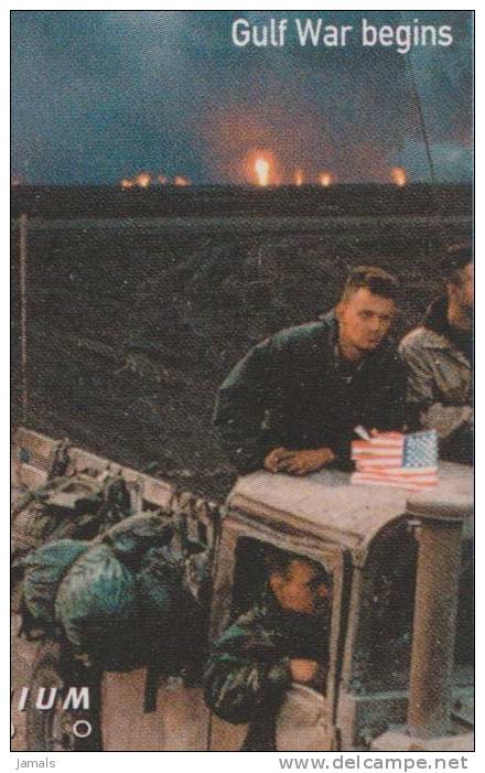 Gulf War Begins In Iraq, Aerial Bombartment / Bombing, Fire, American Flag MNH Nevis - West Indies