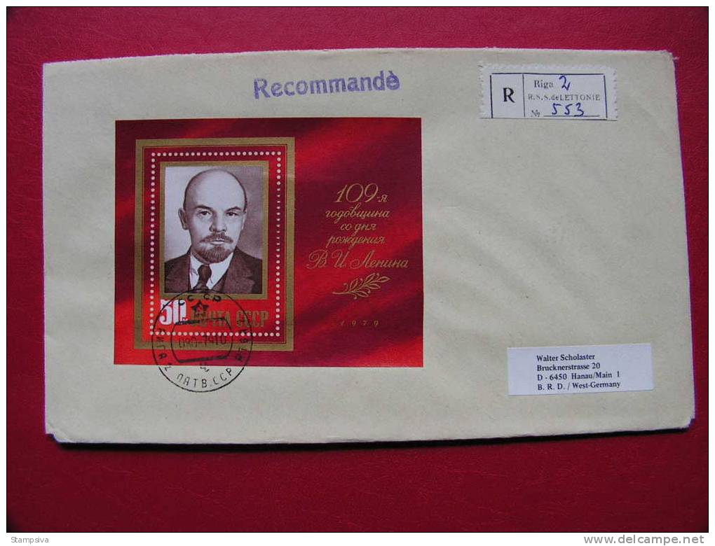 ==  SSSR , Riga R-cv, Lenin Block 1979 To Germany, Rear Offer !! - Covers & Documents