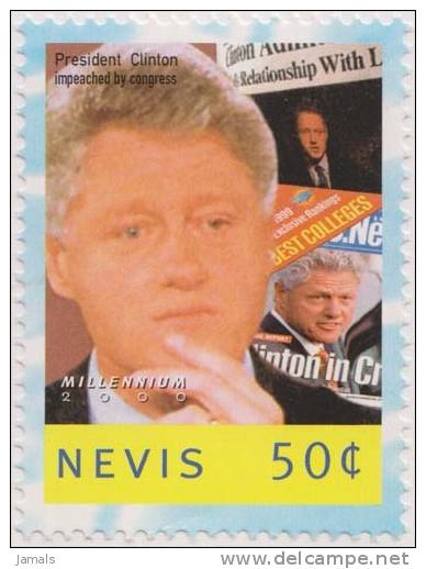 US President Bill Clinton Impeached By Congress, News Paper, MNH, Nevis - Antillen
