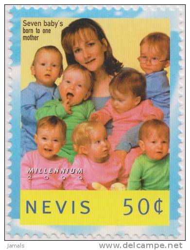 Seven Baby's Born To One Mother, Motherhood, MNH, Nevis - Antilles