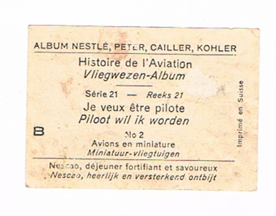 Histoire De L'Avion - Vliegwezen Serie 21 Nr. 2  Nestlé, Peter, Cailler, Kohler - Nestlé