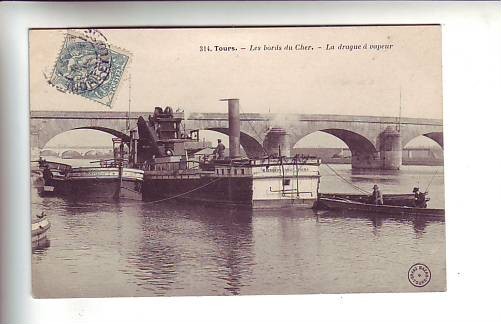 38. TOURS .- Les Bords Du Cher .- La Drague à Vapeur - Tours