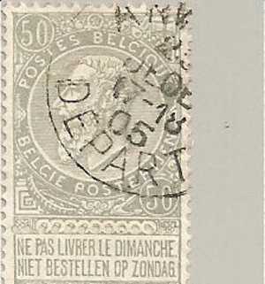 BelMi.Nr.068/  BELGIEN - (1897) 50 C. - 1893-1900 Schmaler Bart