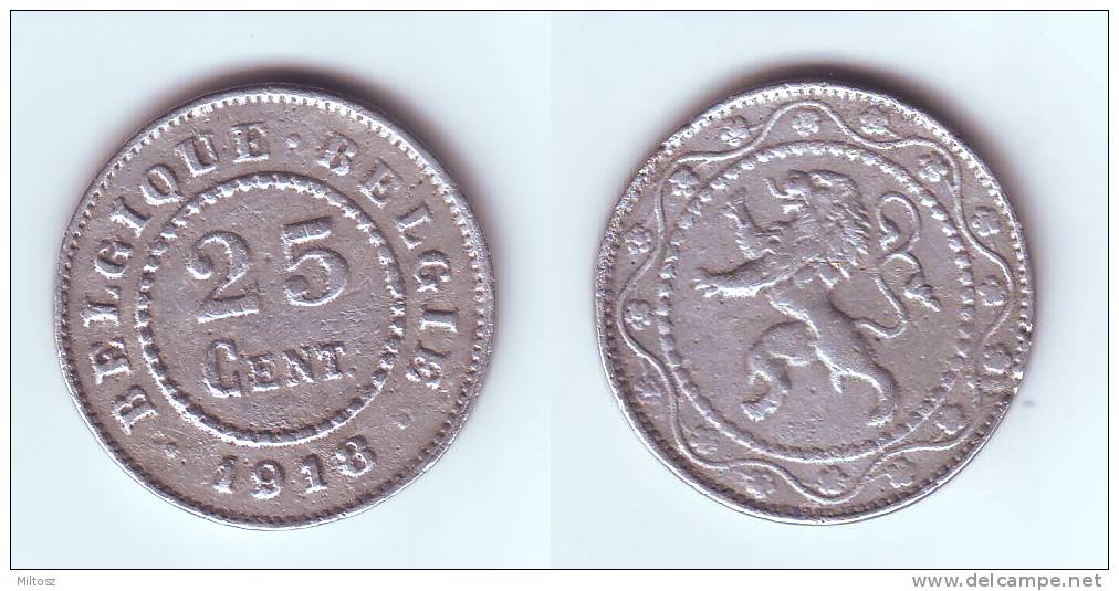 Belgium 25 Centimes 1918 WWI Issue - 25 Cents