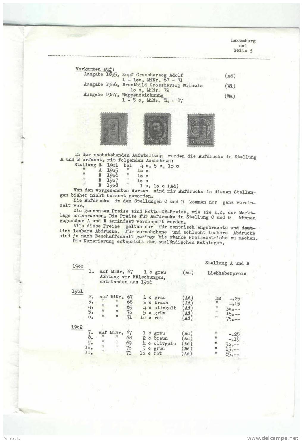 Katalog Der  Voraustwertungen ( PREOS) Von LUXEMBURG , Von Max Brugman , 1974 , 8 Pages  --  B0/180 - Autres & Non Classés