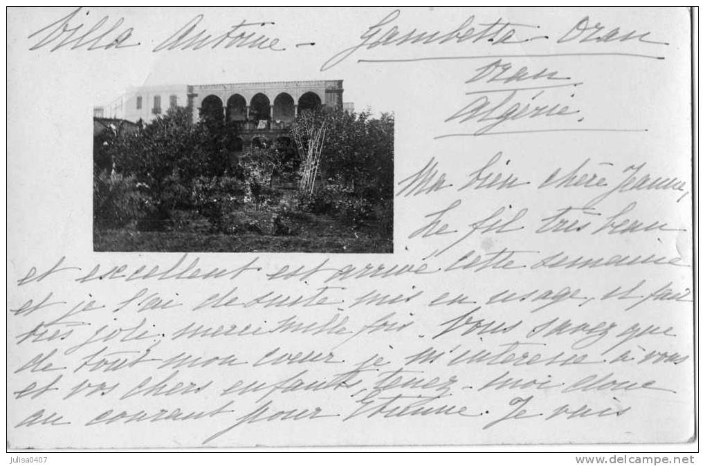 ORAN GAMBETTA Carte Photo Villa Antoine Jolie Vue - Oran