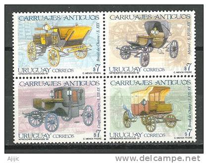 Uruguay. Voitures A Chevaux Anciennes. 4 T-p Neufs **. Yvert #  1810/13.  Cote 12.00 € - Stage-Coaches