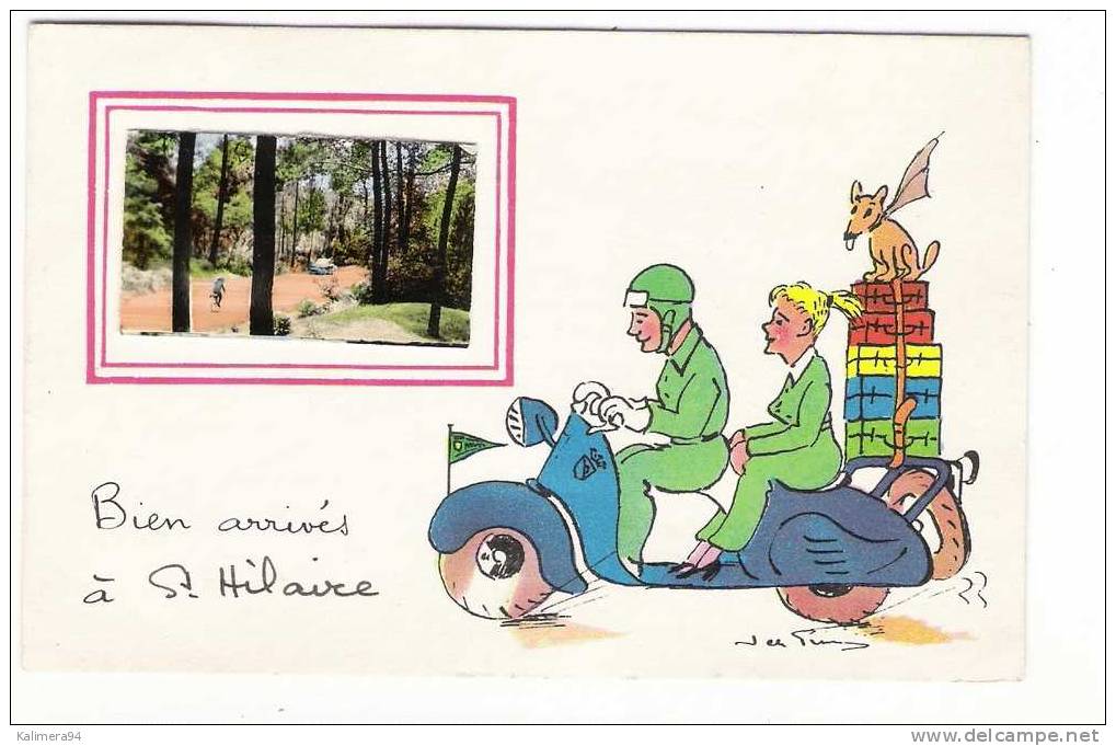 VENDEE  /  Bien  Arrivés  à  SAINT-HILAIRE-de-RIEZ  ( Forêt, Moto-scooter, Chien ) /  A Voyagé En 1960  ( CROIX-de-VIE ) - Saint Hilaire De Riez