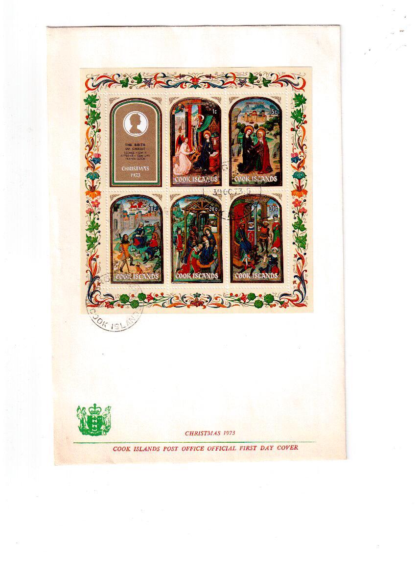 368  -  TEMATICA NATALE  1973 -    FDC  COOK  ISLANDS  -  MICHEL  BL.24 - Christmas