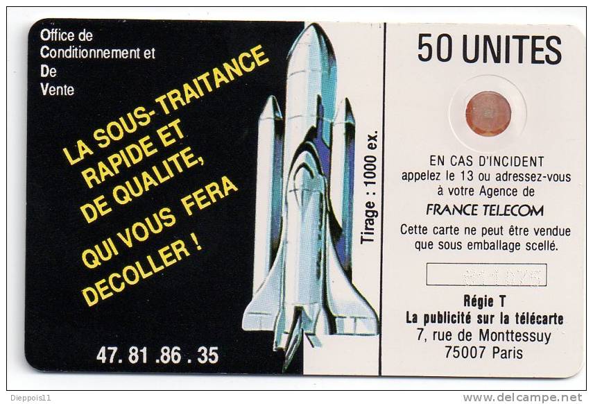 Superbe Telecarte Privée D69 OCDV Voiture Ancienne Luxe 1000ex Navette Spatiale Au Verso - Phonecards: Private Use