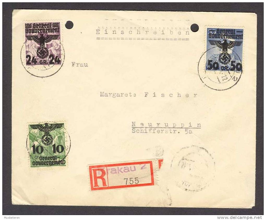 Poland WWII Generalgouvernement Einschreiben Registered KRAKAU Label 1940 Cover Hauptsturmführer Paul Fischer SS Polizei - Algemene Overheid