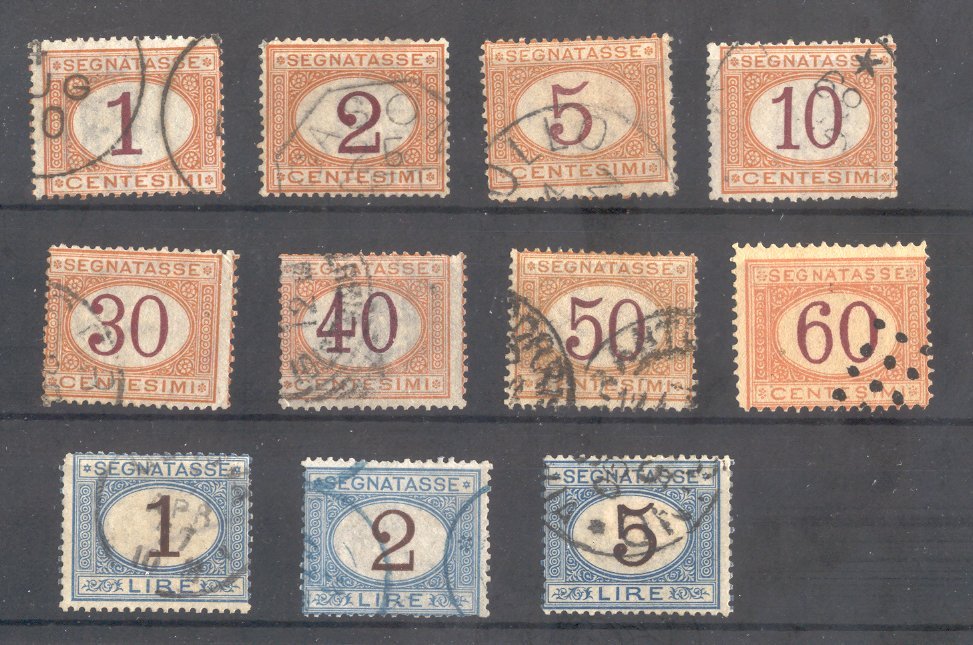 REGNO (1870-74) - SEGNATASSE - OVALI PRIMA SERIE USATI - CAT. E 490 - Postage Due