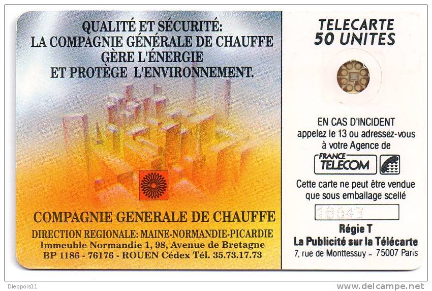 Rare Telecarte Privée De 1990 Compagnie Générale De Chauffe Utilisée Très Bon état 1000 Ex - Privat