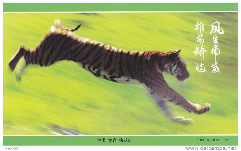 Tiger - Tigre - Tijger - A Running South China Tiger (Panthera Tigri Amoyenisis), China Prepaid Card - Tigri
