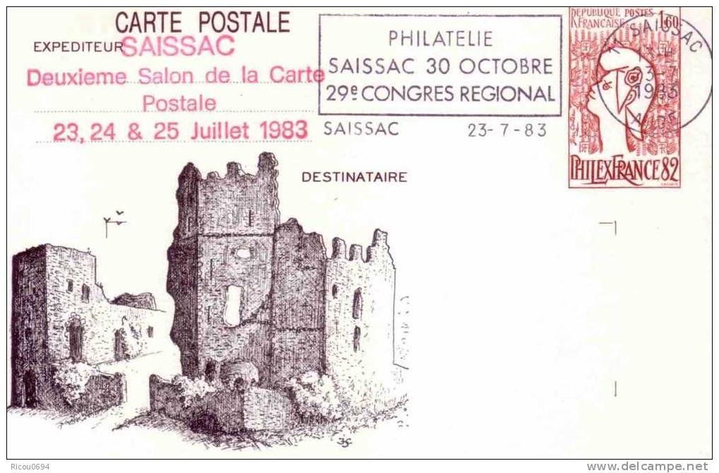 57- SAISSAC CP Le Chateau 1983 - Briefe U. Dokumente