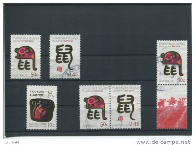 1 X Set Of Australian Christmas Chinase New Year Stamp  - Australie Series Iles De Chirstmas - Calendrier Chinois Rat - Christmaseiland