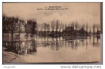 FRANCE: Saint-Cloud:Crue De La Seine:10/01/1910.Bas Parc.Les Montagnes Russes Sous L´Eau.Verso:Grand Restaurant Reneaux. - Inondations