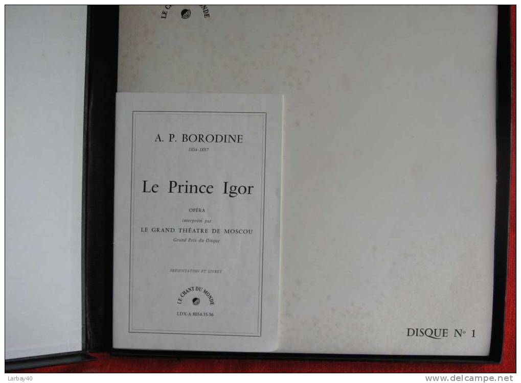 Alexandre Borodine : Opera Le Prince Igor Par Le Grand Theatre De Moscou - 3 Disque  33 Tours - Speciale Formaten