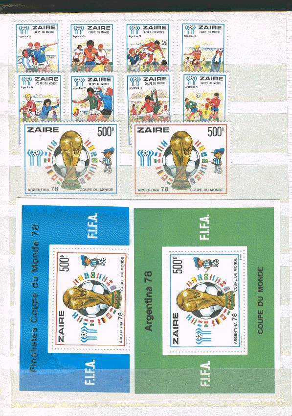 ZAIRE 928/37 + Blocs 26-27 Neufs Sans Charnière *** MNH Cote 55 Euro  Football - Nuovi