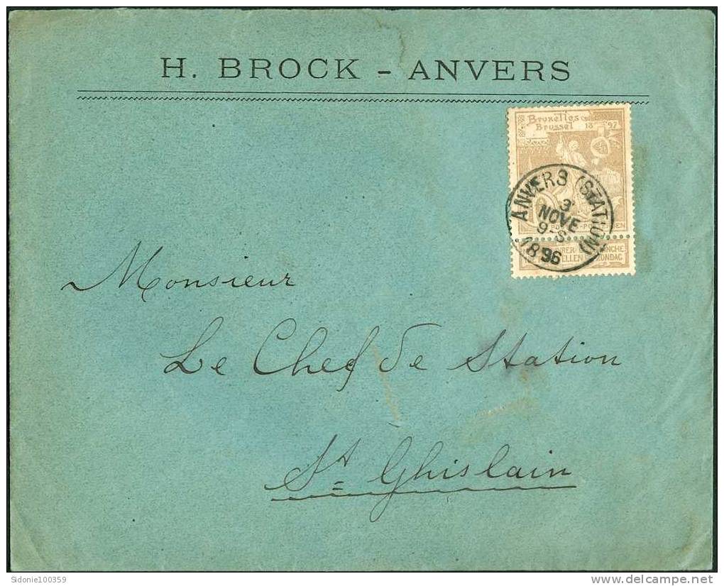 Lettre D'Anvers Vers Saint-Ghislain En 1896 (n° COB 73) Note : La Couleur Est Fort Pâle ! - 1894-1896 Exhibitions