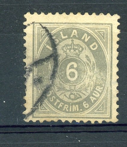 Islande  -  1876  :  Yv  7B  (o)   Filigrane à Cheval          ,   N3 - Usati