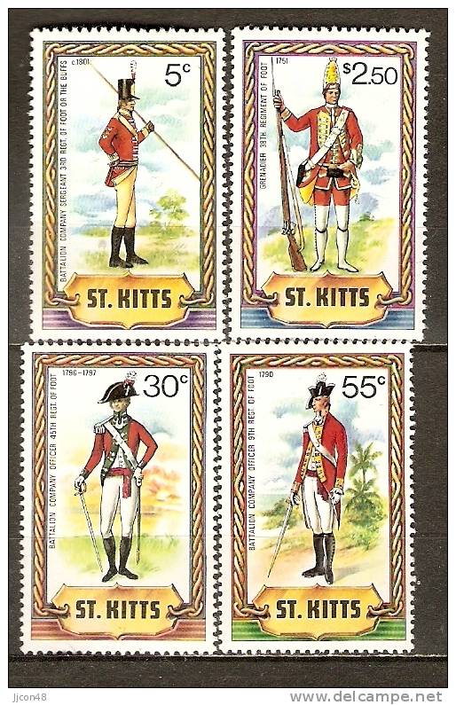 St.Kitts  1981 Military Uniforms  (**) Sg.71-74 - St.Kitts And Nevis ( 1983-...)