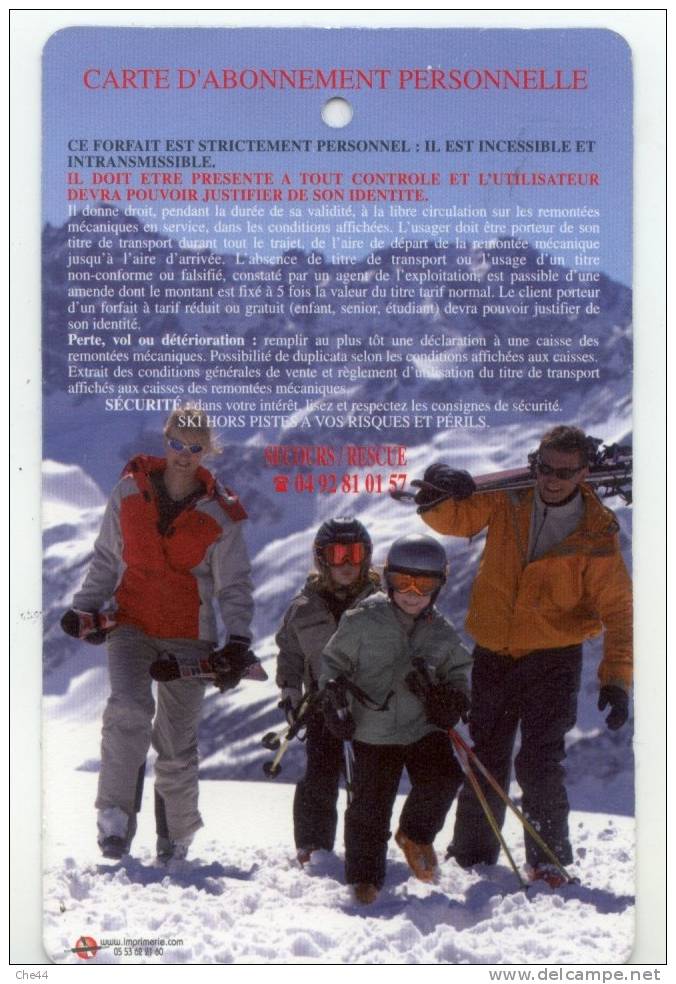 Carte D'abonnement. Super Sauze. (Voir Commentaire) - Wintersport