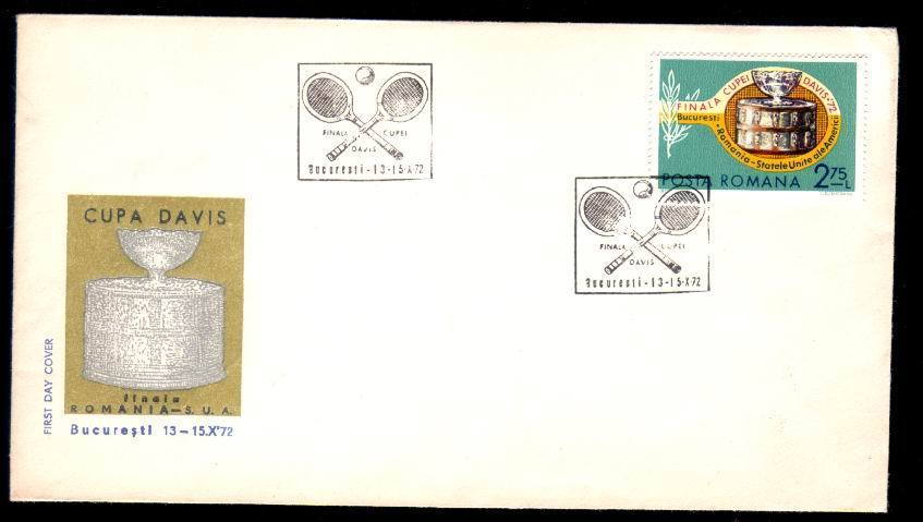 Romania  FDC ,with Special Cancell,tennis 1972,DAVIS CUP Romania - USA,very Rare. - Tenis