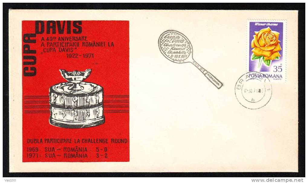 TENNIS,DAVIS CUP1971 MATCH SUA - ROMANIA,rare Cover,tiraj Limite. - Tenis