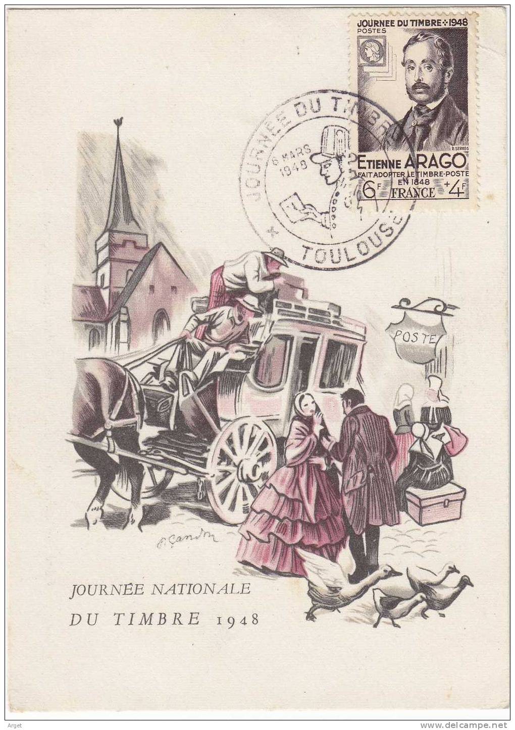 Carte Maximum FRANCE  N°Yvert 794 (Journée Du Timbre) Obl Sp Ill 1er Jour Toulouse - 1940-1949