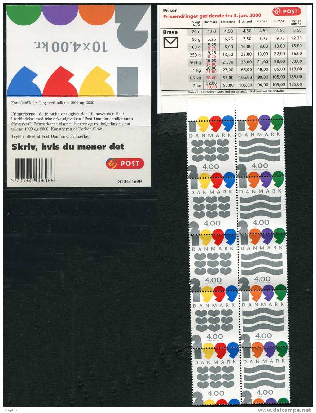 Denmark 1999 - Millenium Stamps (10) In Booklet - Complete - Libretti