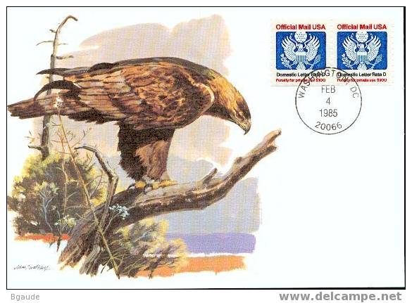 ETATS UNIS CARTE PHILATELIQUE NUM.YVERT  SERVICE 106 AIGLE - Maximum Cards