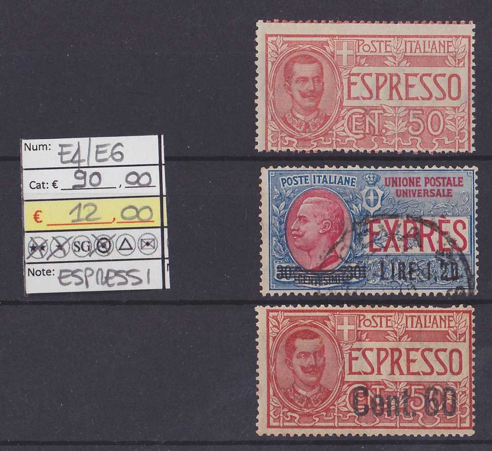 REGNO (1920-22) - ESPRESSO - EFFIGIE DI VITTORIO EMANUELE III - 3 VALORI - CAT. E 90 - Poste Exprèsse