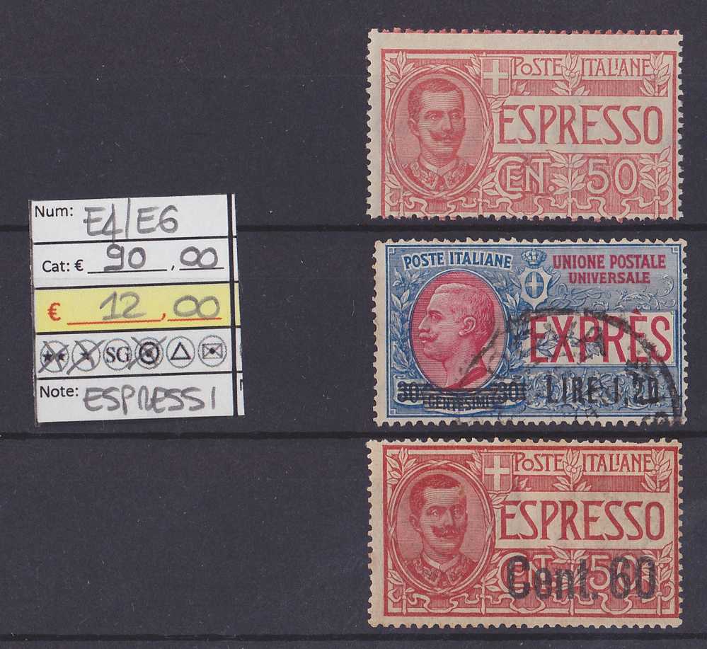 REGNO (1920-22) - ESPRESSO - EFFIGIE DI VITTORIO EMANUELE III - 3 VALORI - CAT. E 90 - Express Mail