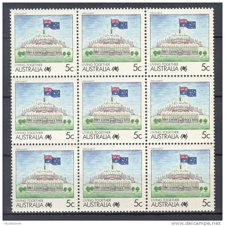 Australia 1988 SG. 1115   5 C. Living Together Parliament 9-Block MNH - Neufs